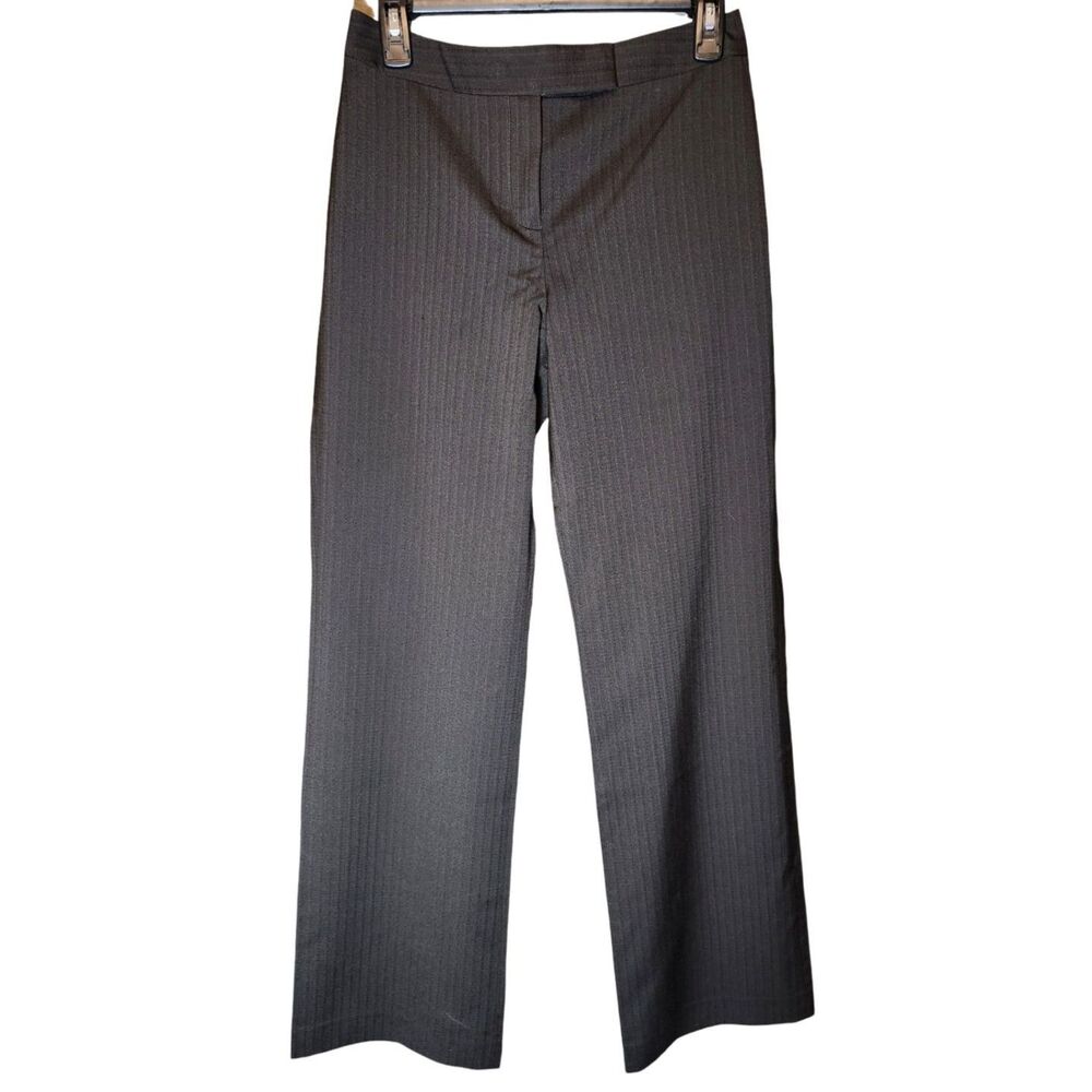 Ann Taylor Size 0 Brown Pinstripe Straight Leg Dress Pants Career Work Trousers
